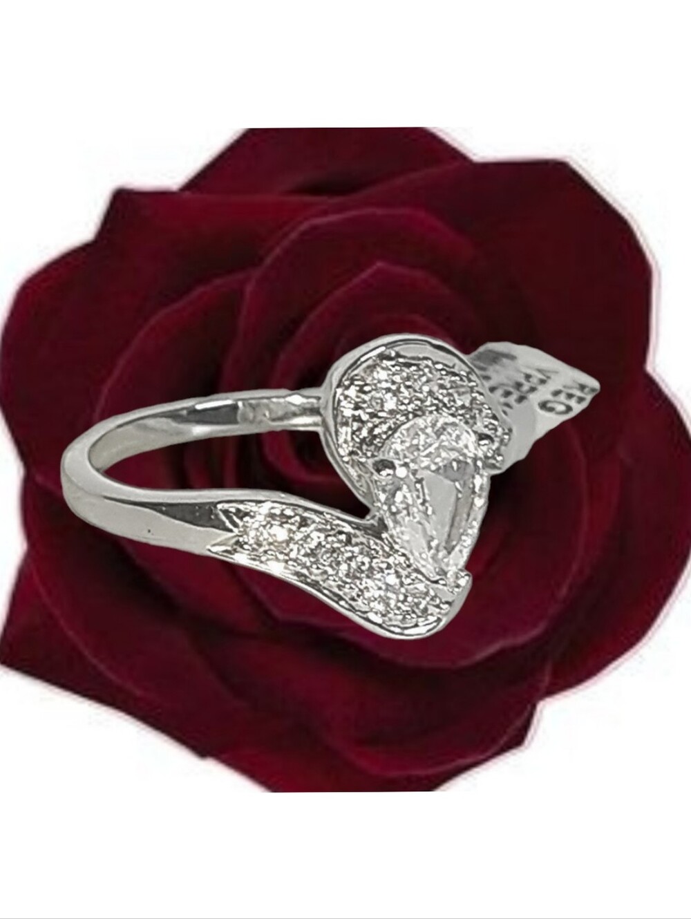 White Gold Plated w/ CZ Center Stone. Size 12 NWT